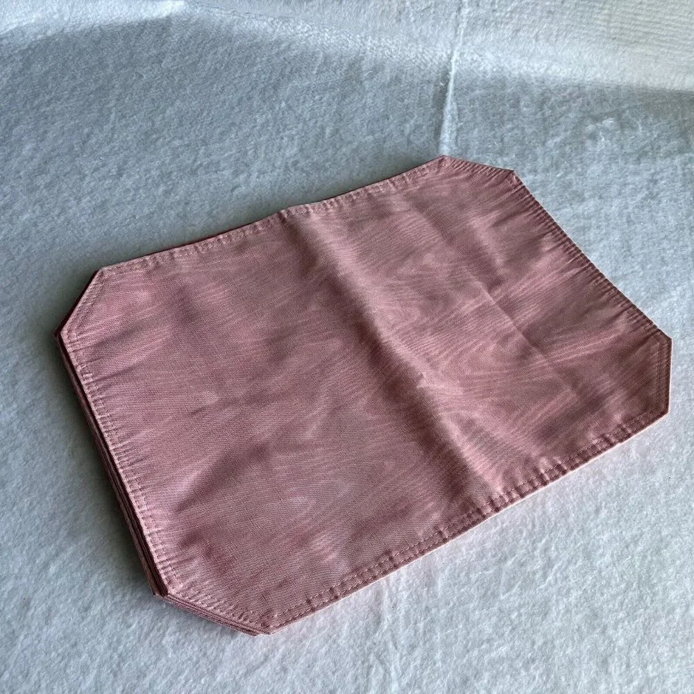 Vintage Placemats Reversible Octagonal Mauve Pink Textured Fabric Dining Kitchen